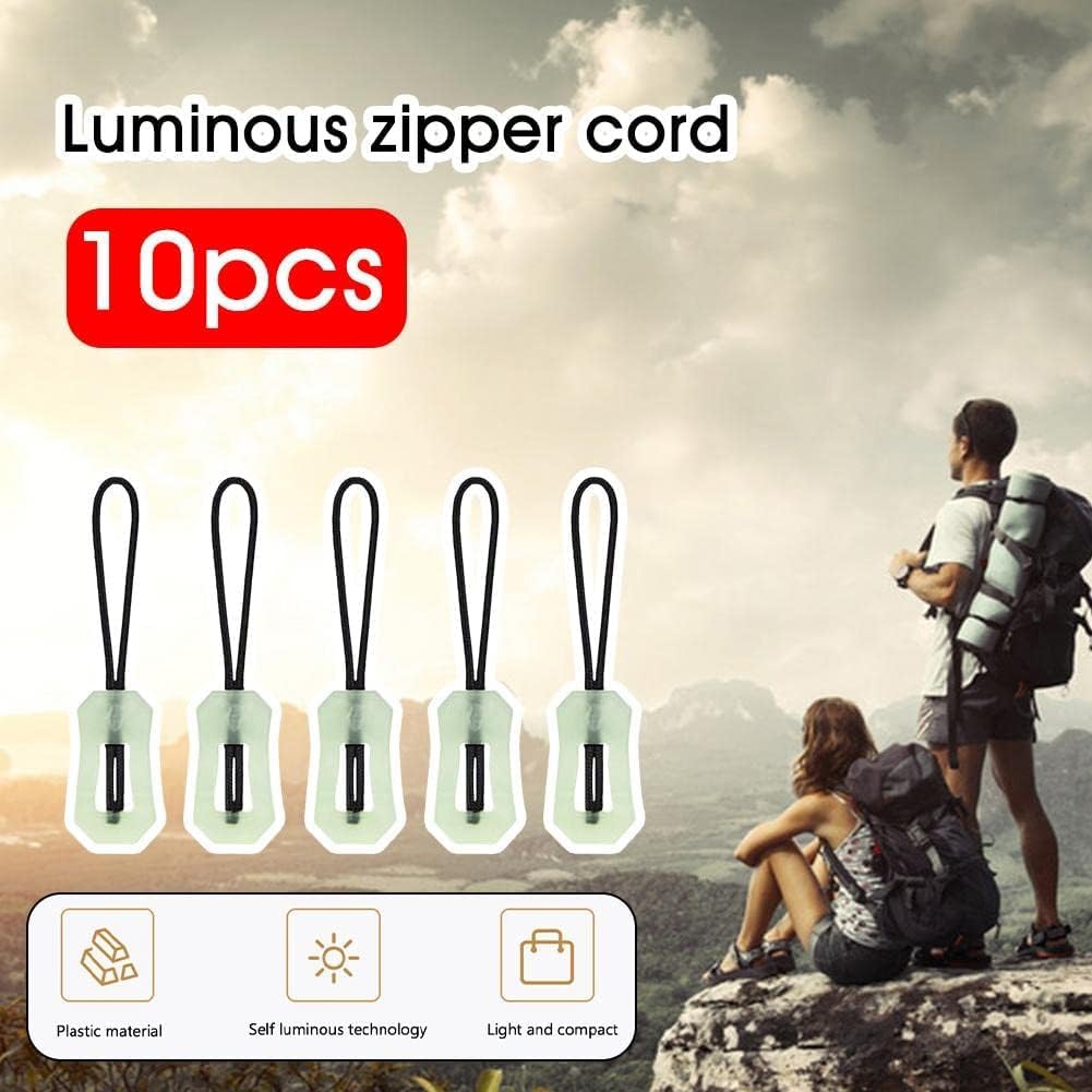 10pcs Glow in Dark Zipper Puller Head Anti-Lost Luminous Pull Zippers Backpack Rucksack Handbag for Backpacks, Jackets, Luggage Coat Tent Pendant Outdoor Mountaineering Camping