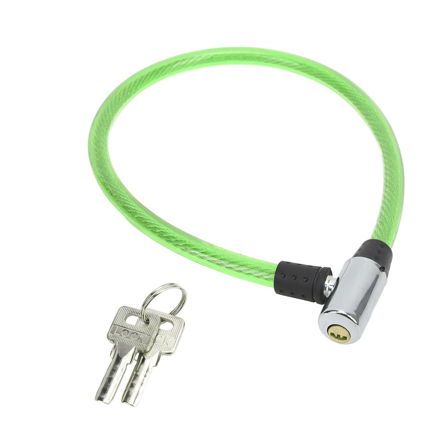 2ft Bike Lock Cable, Steel Wire Lock Cable Wide Application Easy Lock Operation Cable Lock Bicycle Mounting Bracket for Bike Motorcycle Gate Straight Cable Locks with Keys Security Anti-theft(green)