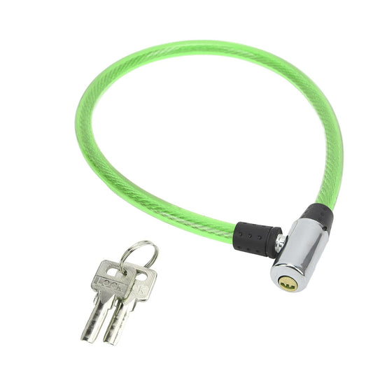 2ft Bike Lock Cable, Steel Wire Lock Cable Wide Application Easy Lock Operation Cable Lock Bicycle Mounting Bracket for Bike Motorcycle Gate Straight Cable Locks with Keys Security Anti-theft(green)