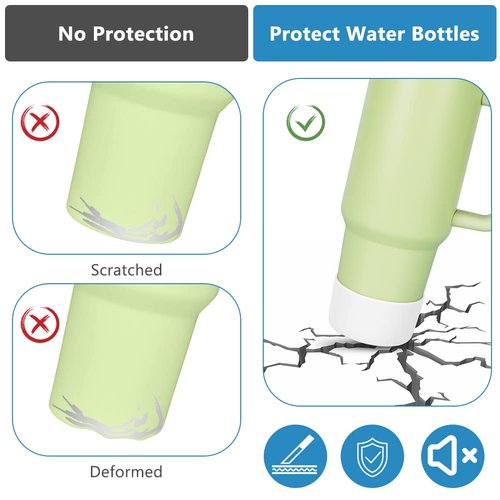 AUAUY 1 Pc Protective Silicone Boot for Stanley Quencher Adventure 40oz, Anti-Slip Bottom Silicone Sleeve Cover for Stanley IceFlow 20oz 30oz Sport Water Bottles, Stanley Cup Accessories, White