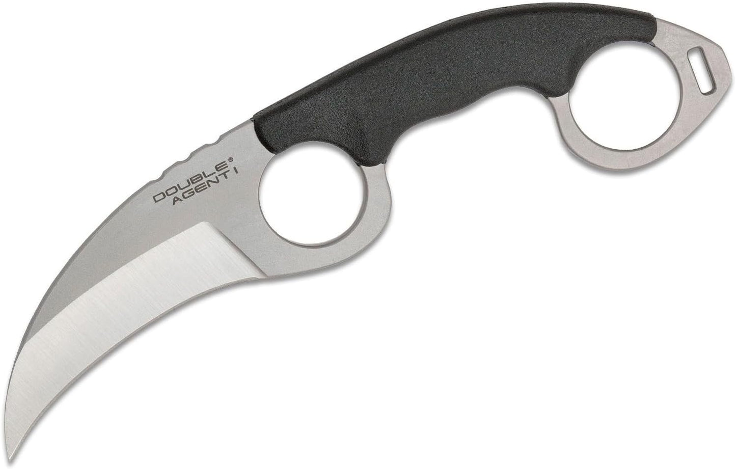 Cold Steel Double Agent Durable Lightweight Japanese AUS8A Steel Karambit Shape 3" Fixed Blade Tactical Outdoor Hunting Knife, Kray-Ex Handle, Secure-Ex Sheath