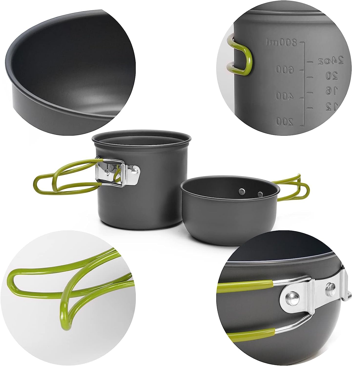 Camping Cookware Mess Kit for 1 People,ISFORU Camping Non-Stick Cooking Set Include Backpack Pot and Pan Set with 304 Stainless Steel Cup and Utensil Set for Traveling Trekking and Hiking