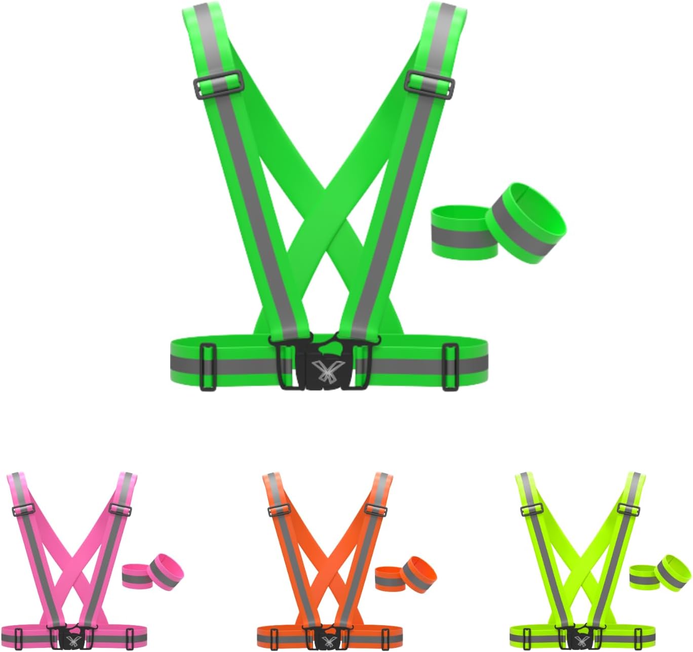 Reflective Vest with Hi Vis Bands, Fully Adjustable & Multi-Purpose Reflective Running Gear, Reflective Straps for Night