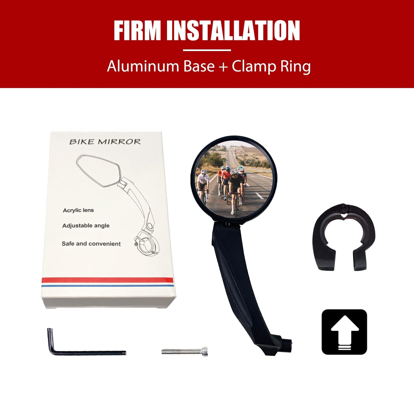 2023 New Left Handbar Bike Mirror, Adjustable Acrylic Convex Lens Ebike Rearview, HD Automotive Grade Scratch Resistant, Rotate Bicycle Mirror for Scooter