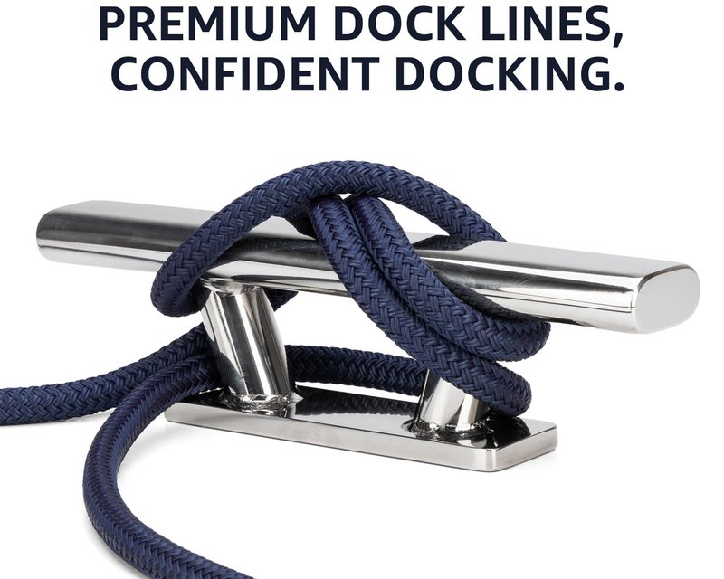 PACTHSD Double Braid 1/2" x 20' Boat Dock Lines (2-Pack) – Nylon Boat Ropes for Docking with 12" Spliced Eye – Heavy Duty Marine Rope – Soft & Durable Boat Lines for Pontoon and Light Boat (Navy Blue)