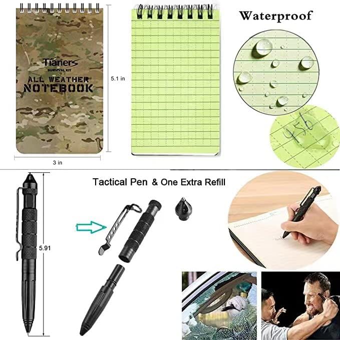 16pcs Emergency Survival Kit, Compact Survival Tactical Gear, Cool EDC Survival Tool for Cars, Camping, Hiking, Hunting, Fishing, Adventure Accessorie for Men Husband Dad Friend