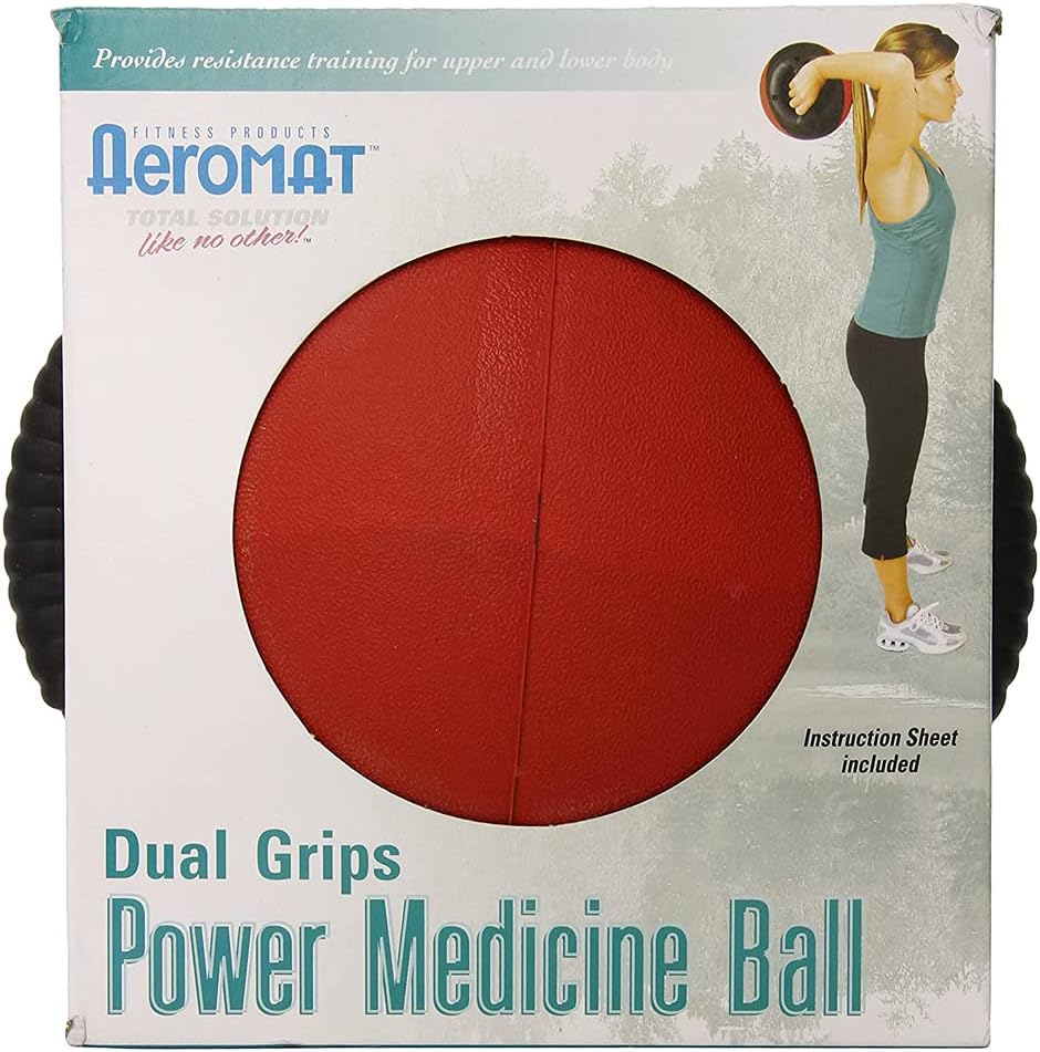 Aeromat Dual Grip Power Medicine Balls for Abdominal Training and Rotational Movements - 9" Diameter - Weights Color-Coded