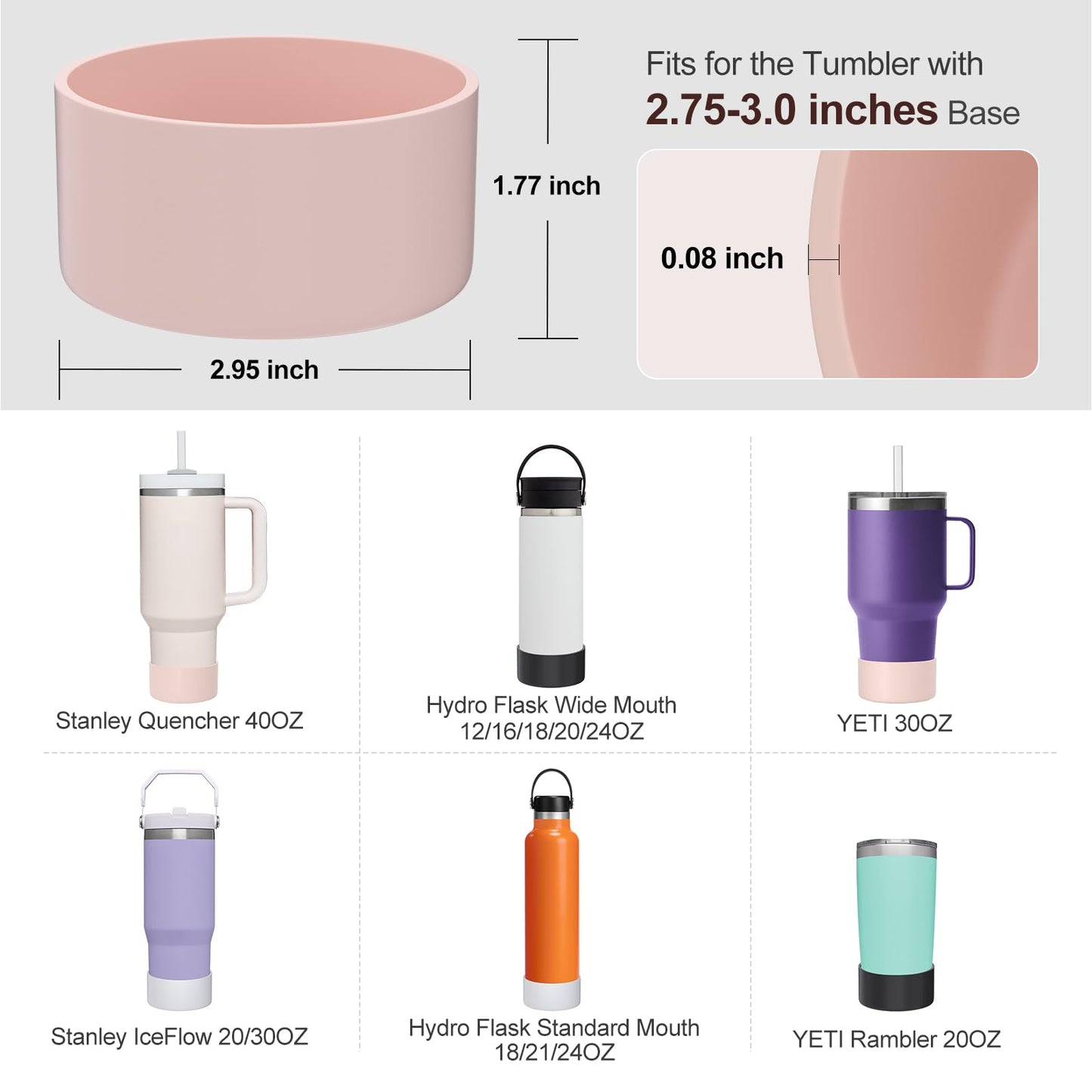 2 Pack Silicone Boot for Stanley 40 oz Quencher, Cup Boot Sleeve, Protective Water Bottle Boot, Simple Modern Boot, Tumbler Boot Silicone Bottom Accessories for Stanley Cup & Hydro Flask - Black+White