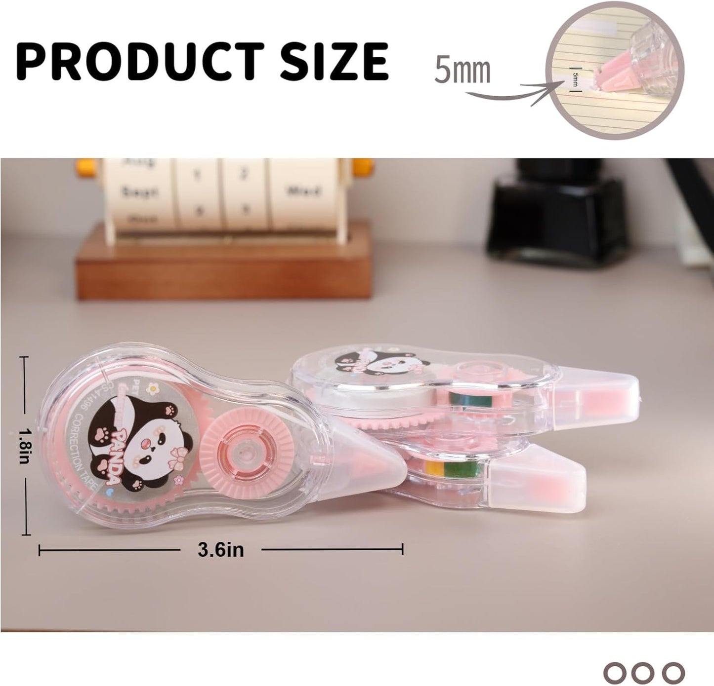 Aesthetic and Cute Gourd-Shaped White Correction Tape, 39.37ft(12m), 3-Count Pack, Easy to use, Dry Instantly, Clean and Tear-Resistant Tape Office or School Supplies(Cyan)
