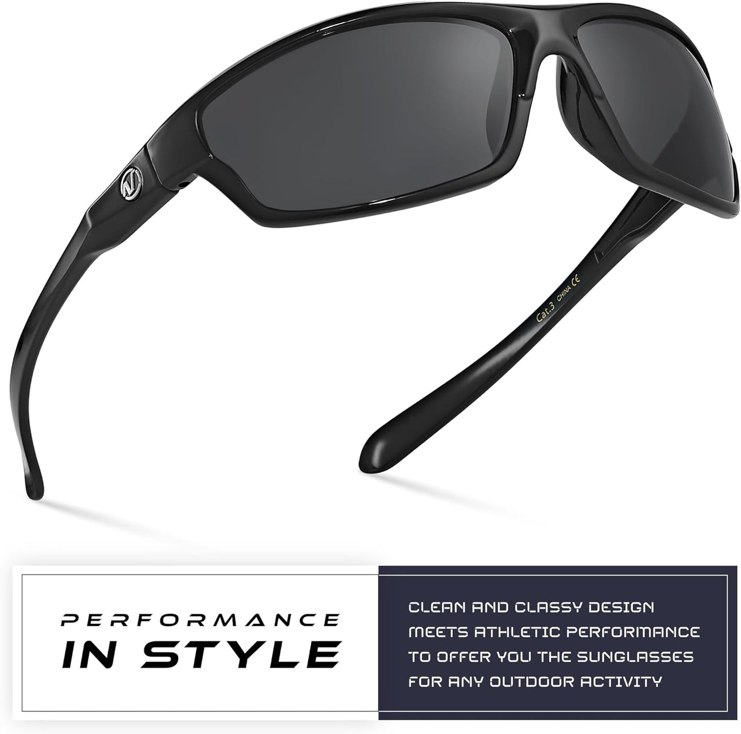 Nitrogen Polarized Wrap Around Sport Sunglasses for Men Women UV400 Driving Fishing Running Sun Glasses