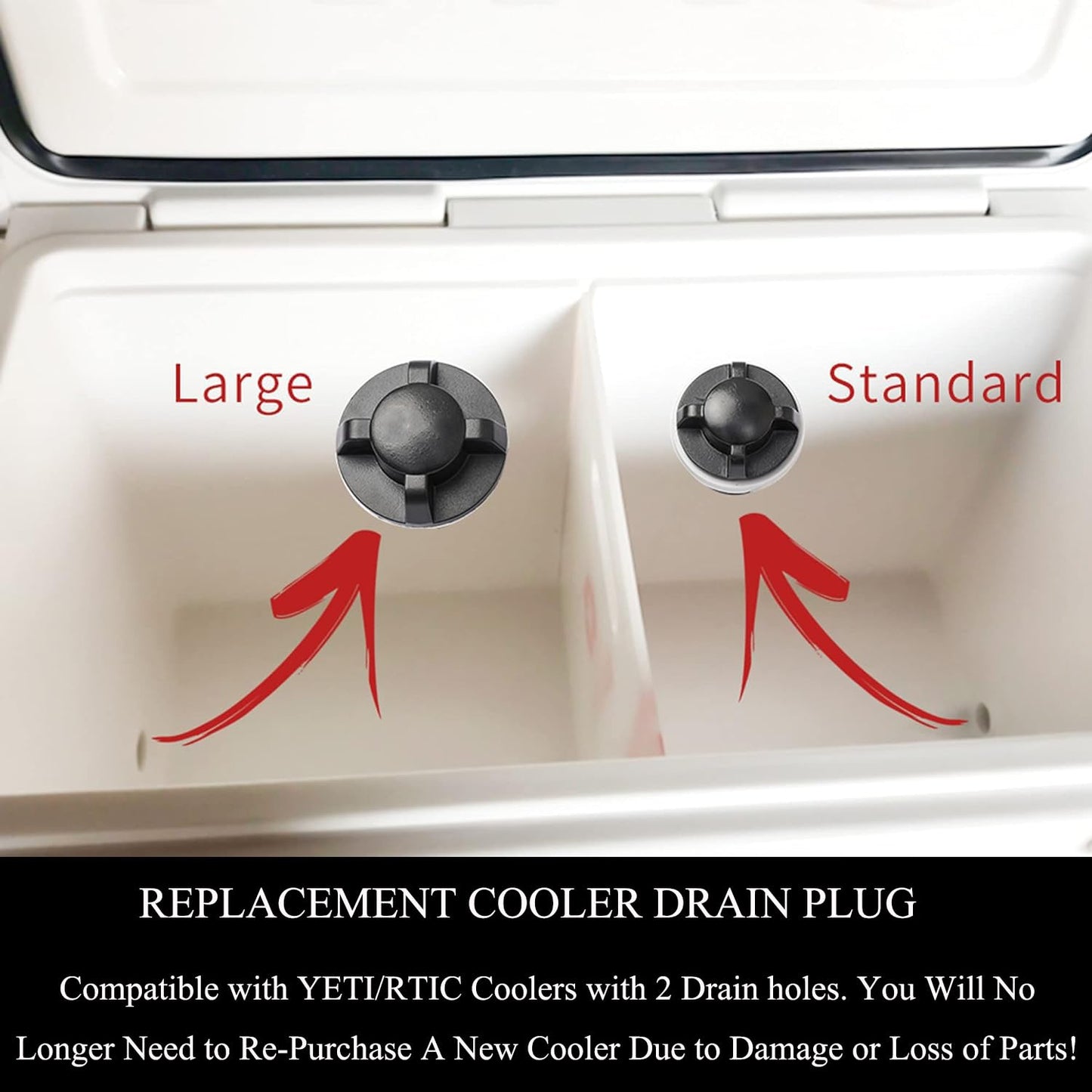 Cooler Drain Plug for Yeti Cooler Plug Replacement Accessories for Yeti, Cooler Wheels Compatible with Most Rotomolded Coolers Including Most Major Brands Drain Plugs with Leak-Proof Design (2)