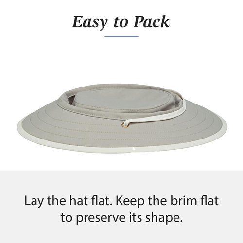 Wallaroo Women’s Sanitas Sun Hat (Stone/Natural) – UPF 50, UV Protection, Wide Brim, Packable, Adjustable Bucket Hat, Chin Strap & Ponytail Slot, Medium Size – Ideal for Outdoor Water Sports & Travel