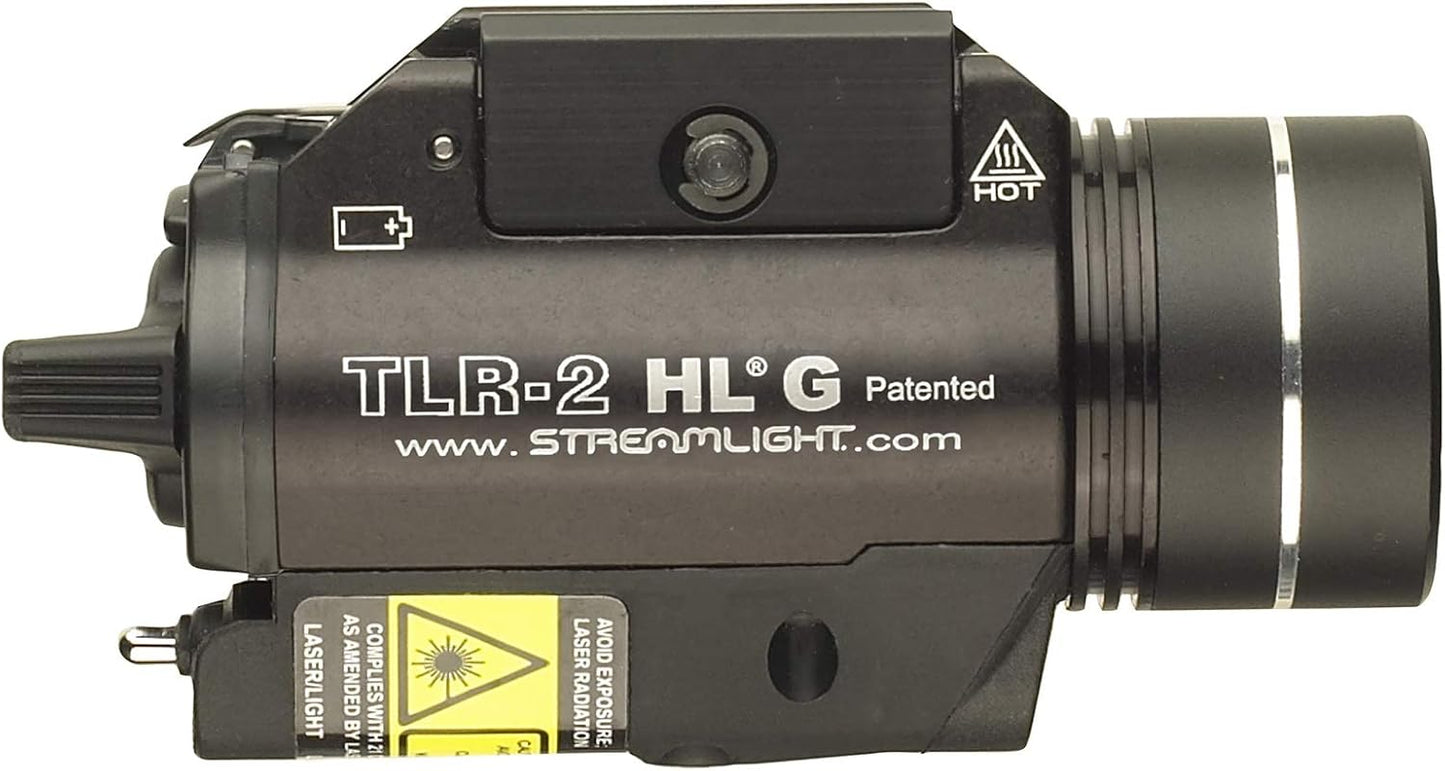 Streamlight 69265 TLR-2 HL G 1000-Lumen Rail-Mounted Tactical Weapon Light with Integrated Green Aiming Laser, Includes Key Kit for Select Handguns, Black