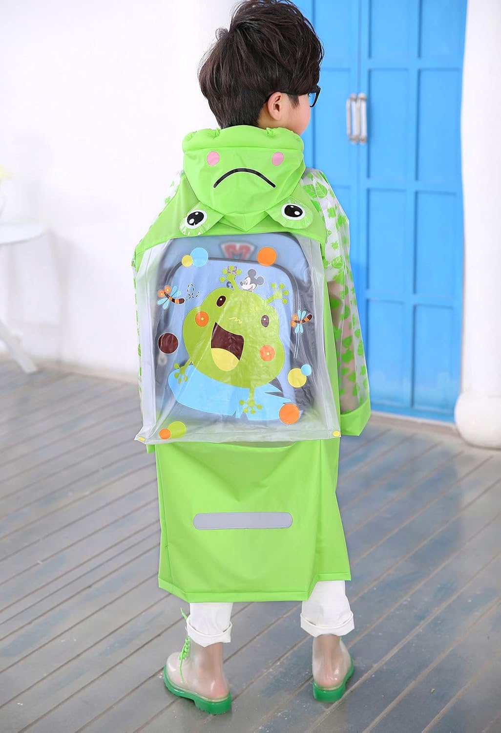Kids Rain Coat for Kids Raincoat Girls Boys Reusable Rain Poncho Jacket Gear Schoolbag Position Packable Rainwear