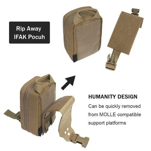 TOPTACPRO Small Tactical Medical Pouch Rip-Away MOLLE IFAK Pouch for Camping Hunting Traveling 500D Nylon (Coyote Brown)