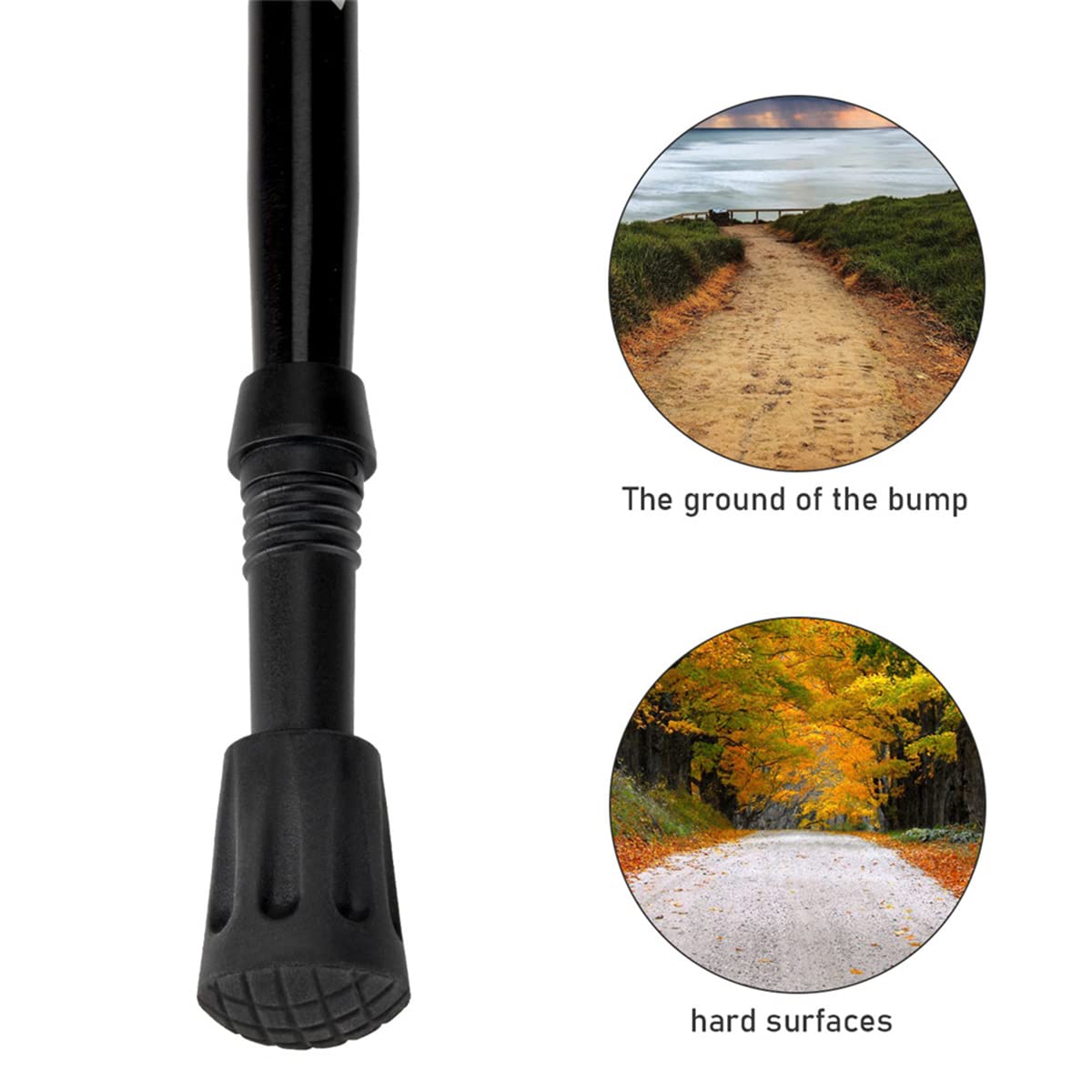 4Pcs Rubber Trekking Pole Tips - All-Terrain Accessories for Nordic Walking Poles with 11mm/0.43" Inner Diameter. Compatible with Most Standard Trekking/Hiking/Walking Poles/Sticks