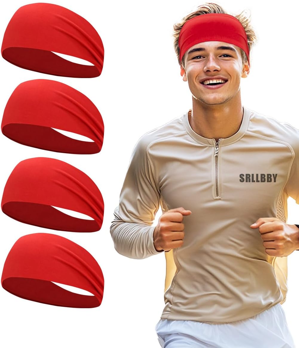 Sport Sweatbands | 4-Pack Summer Workout Headbands for Men & Women – Sweat Wicking