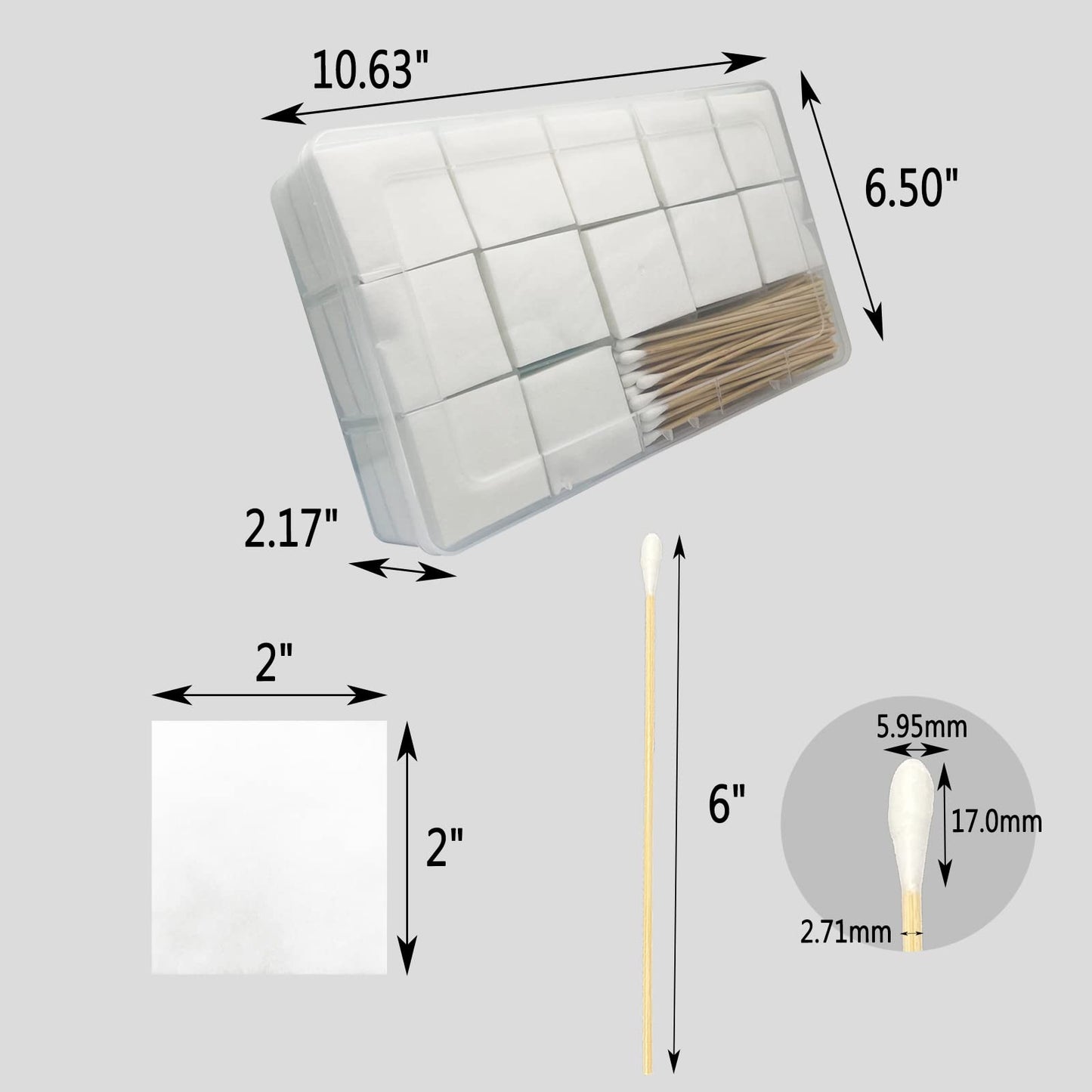 2 Inch Gun Cleaning Patches Pad & Gun Cleaning Swabs Round Tip with Bamboo Handle in Clear Storage Case 9mm Gun Cleaning Kit
