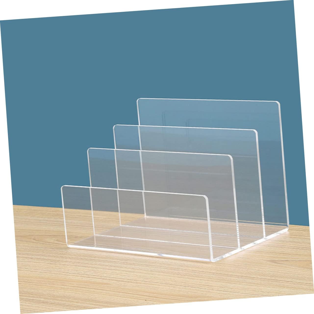 DOITOOL Multi-compartment Desktop File Organizer Transparent Acrylic File Sorter for Office Home Storage Rack for Efficient File Organization and Easy Access