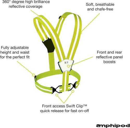 Amphipod Xinglet Vest, Outdoor High Visibility Reflective Straps Safety Vest for Road Running, Jogging & Walking