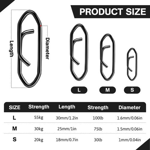 Darlingao 50 Pcs Speed Clips for Fishing Lures, Fishing Speed Clips, Fishing Snaps Saltwater, Freshwater Stainless Steel, Fishing Quick Clips, Fishing Clips Quick Change, Small Size