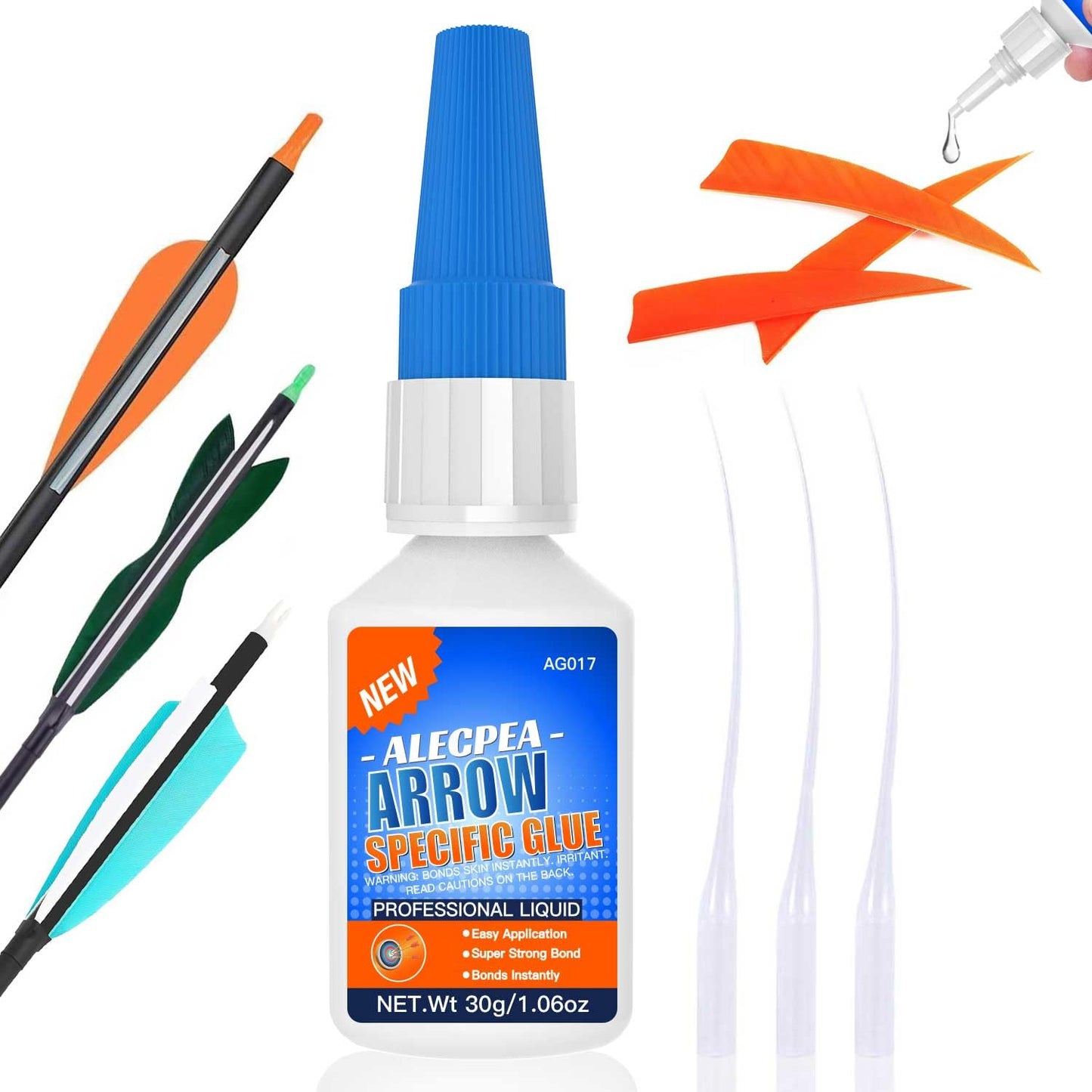 30g Instant Arrow Fletching Glue, Fast-Curing Clear Adhesive for Vanes, Feathers, and Inserts, Perfect for Aluminum, Carbon, and Wood Shafts, Ideal Archery Accessory