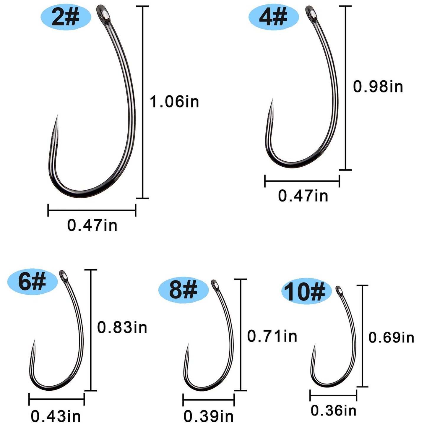 200pcs Barbless Fishing Hooks Kit Carp Fishing Fly Tying Hooks Circle Curve Shank Barbless Live Bait Carp Hair Rig Trout Freshwater Saltwater