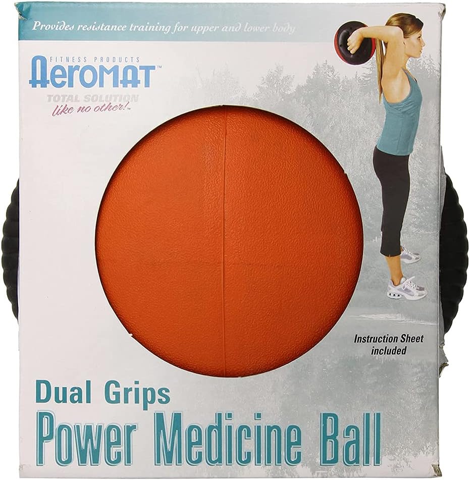 Aeromat Dual Grip Power Medicine Balls for Abdominal Training and Rotational Movements - 9" Diameter - Weights Color-Coded