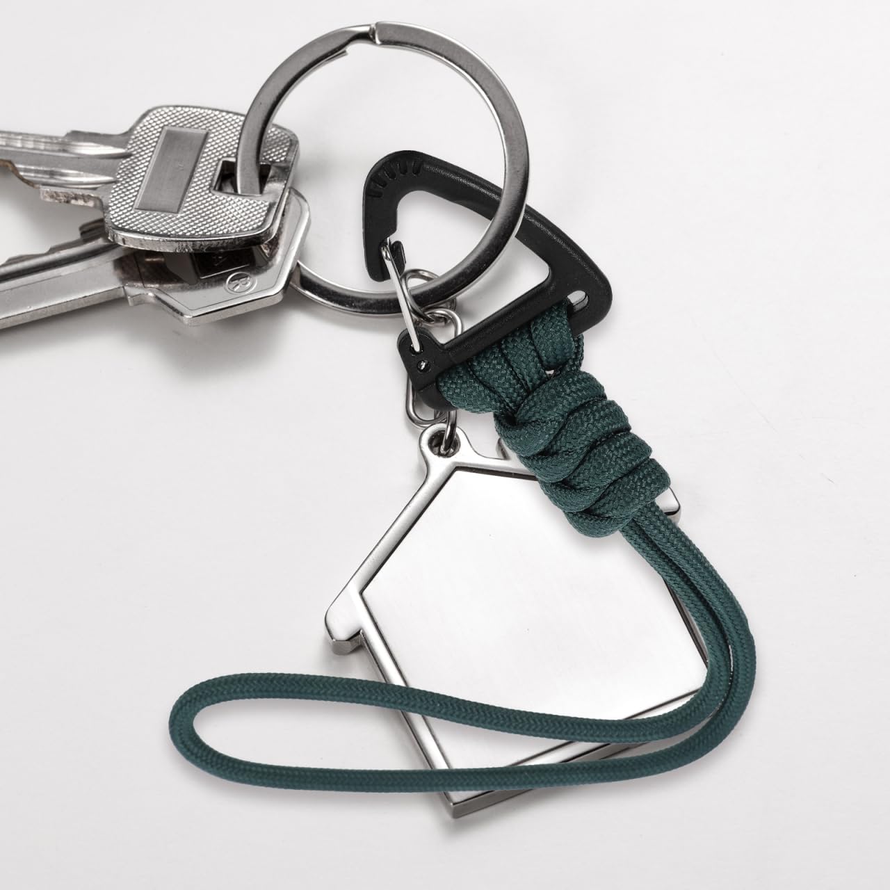 HANABASS 2 Pcs Dark Green Polyester Keychain, Lanyard Lightweight Wristlet Paracord Keychain with Triangle Buckle Lock for Car Keys, Wallet Card Holder