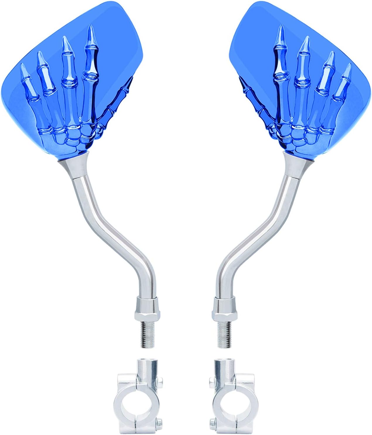 1 Pair Bicycle Mirror,Big View Bike Rear View Mirror Blindsight Multi Angle Adjustable Bike Mirror Billet Aluminum Chrome Plated Outside Skull Claw Style Also suitable for motorcycle mirror