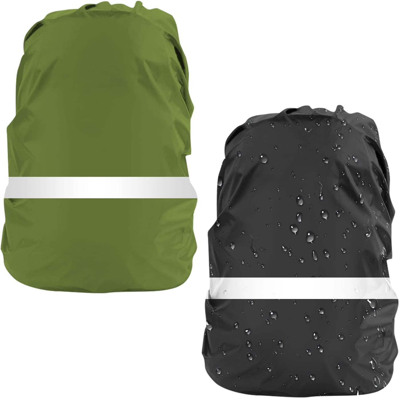 LAMA 2pcs Waterproof Rain Cover for Backpack, Reflective Rainproof Protector for Anti-dust and Anti-Theft M 30L-40L Black