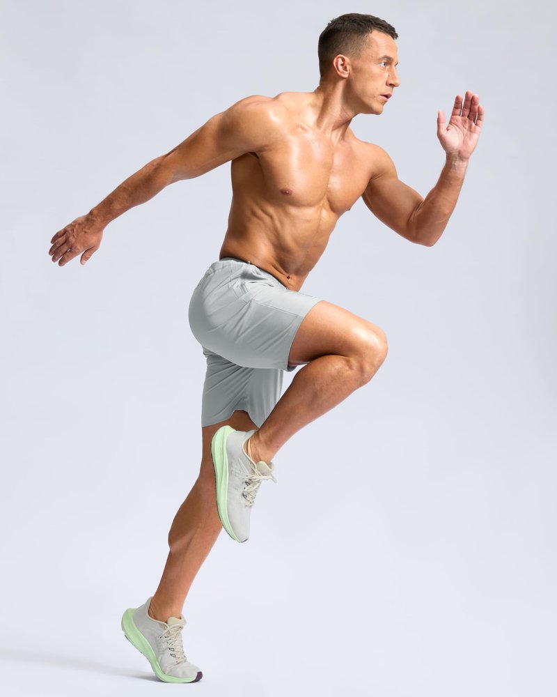 Men's Athletic Running Shorts with Zipper Pockets Quick Dry 7"/ 5"/ 9" Workout Gym Shorts for Basketball Hiking(Platinum Grey,7XS)