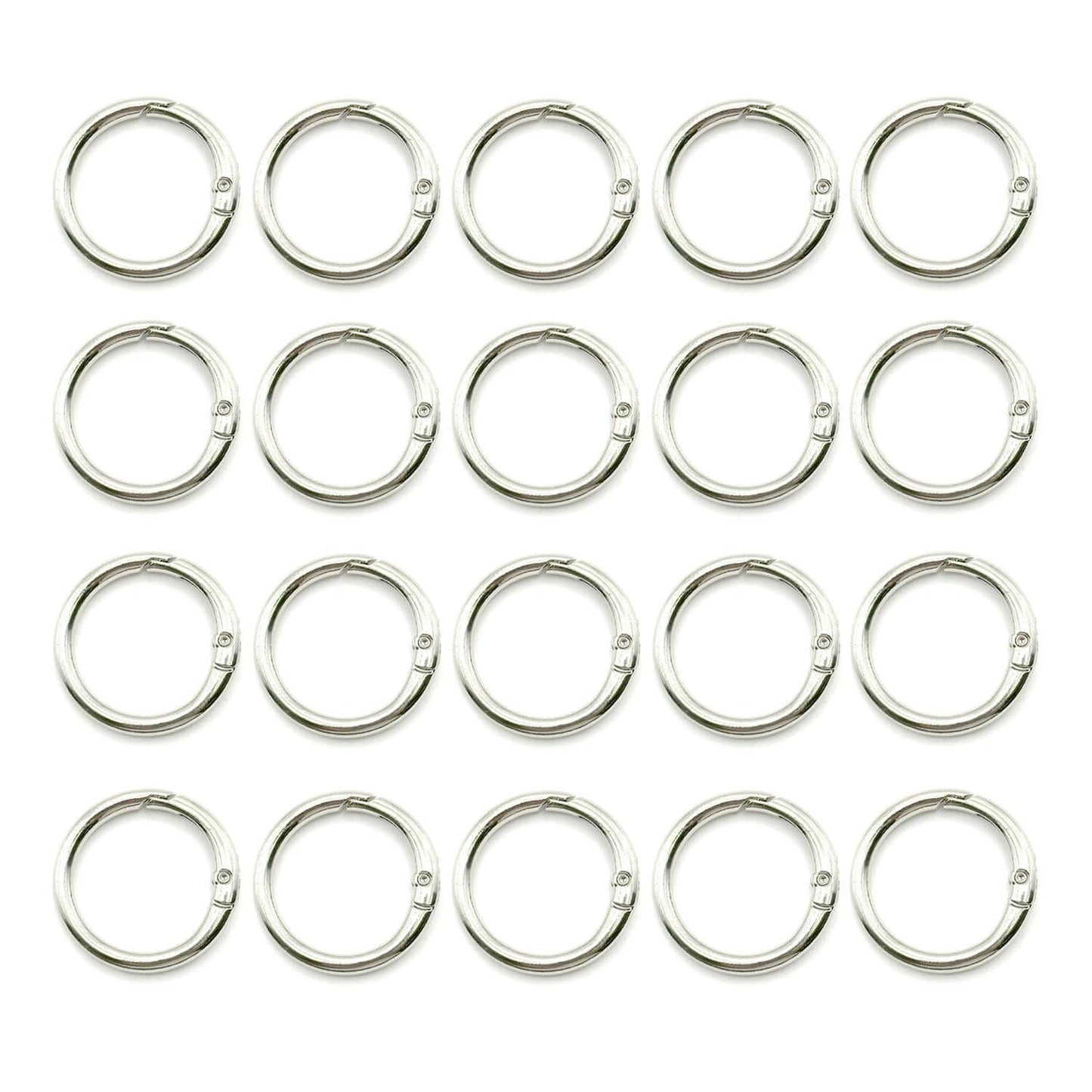 20 Pack 0.75 Inch Keychain Clips,Round Small Carabiner Clip for Key, Metal Keyring Hook Buckle Clip (Silver)