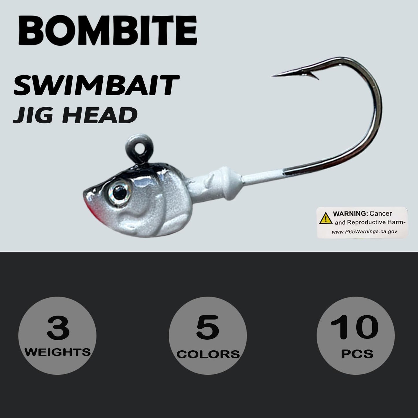 Bombite Swimbait Jig Heads,10packs Fishing Jig Heads Saltwater Hooks Swimbait Jig Head Minnow Fishing Jigs Heads for Bass Fishing 3/8 oz 1/2 oz 1.0oz
