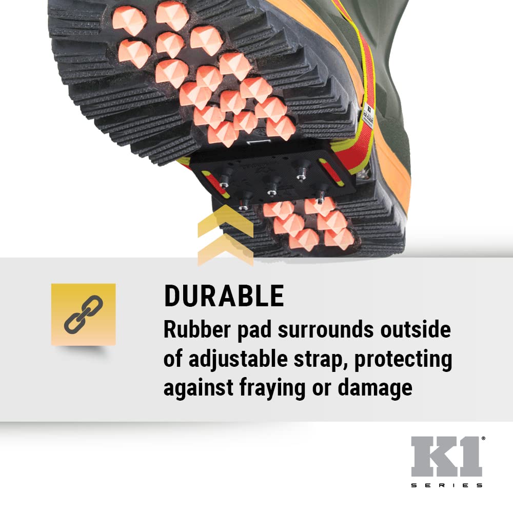K1 Mid-Sole Ice Cleats for Men & Women - Rotatable Traction Aids For Winter Snow - Hi Vis - Low Profile