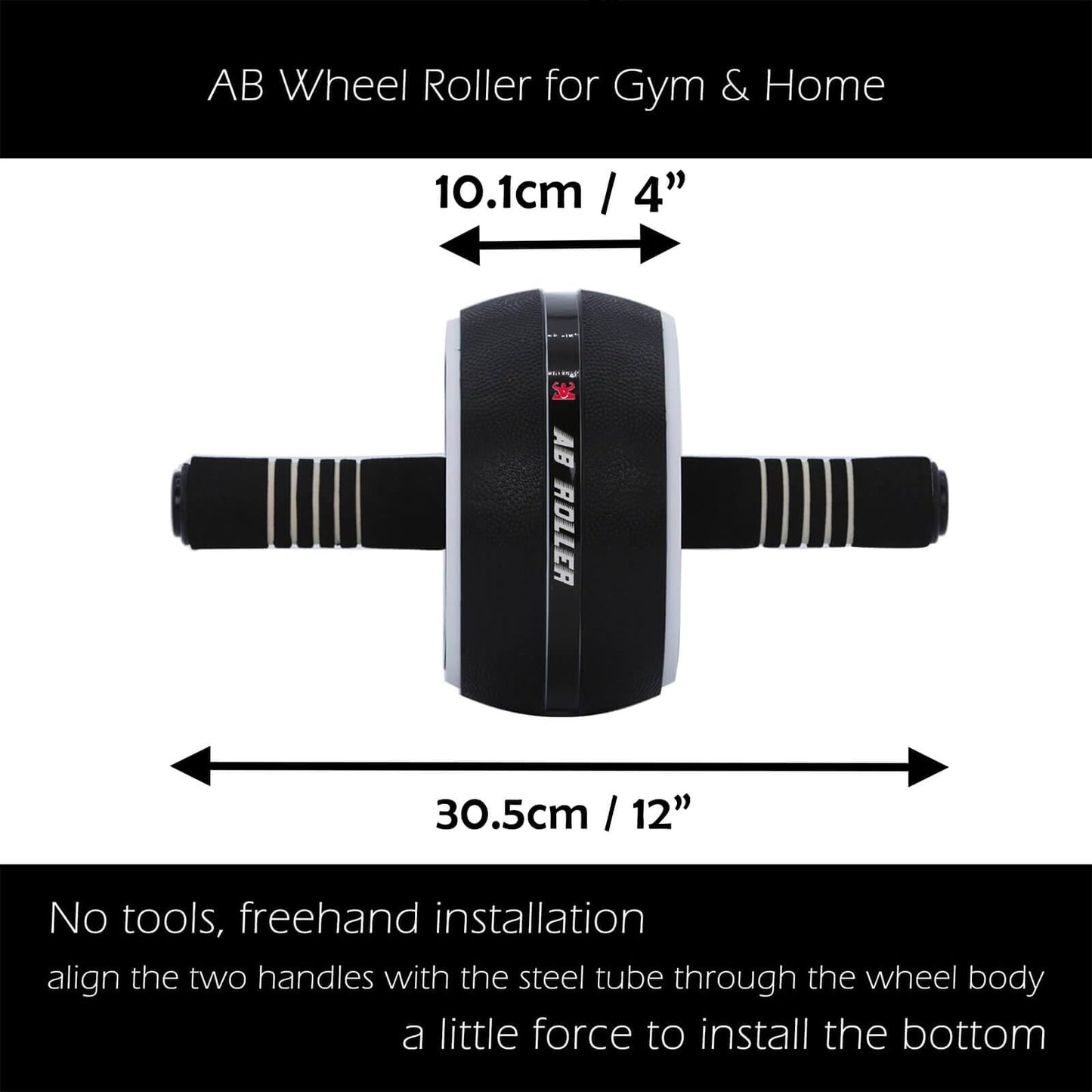 A.F.N.A.L AB Wheel Roller, Exercise Abdominal Wheel Fitness for Gym & Home, Work-out Strength-Training Equipment with Knee Pad, 12"W