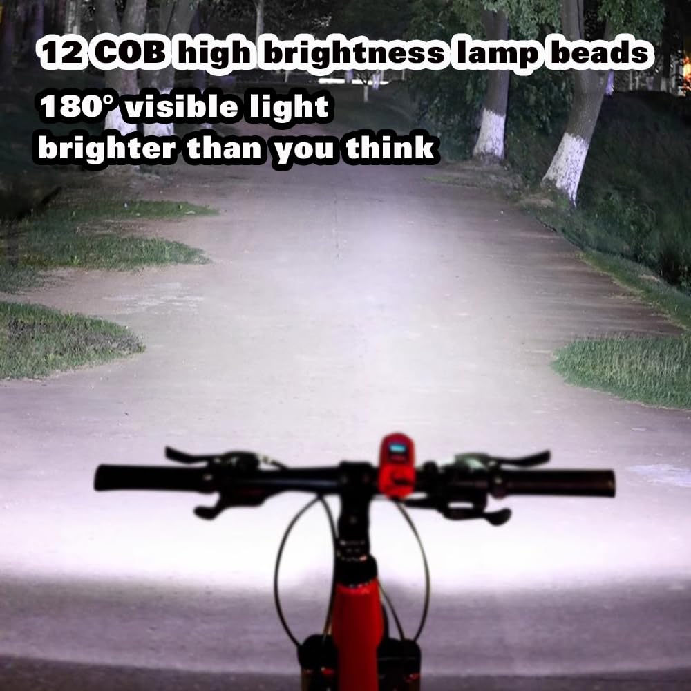 LESOVI Electric Bike Horn Bike Light 2 in 1; 110 dB Bicycle Horn 5 Sound Modes with Rechargeable Battery Waterproof Bicycle Light with Horn for Kids Boys Adults Mountain Bike (LE-01 Black)