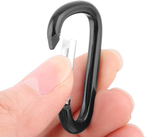 10-Pack Black Aluminum D-Shaped Carabiner Clips - Keychain Hooks for Camping, Hiking & Boating