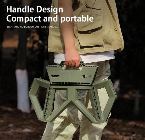 QUMOX Step Stool for Adults, Folding Step Stool with Load Capacity of 220 Pounds, Small Steps Conveniently used as Stools to Sit on for Camping/Outdoor/Indoor/Bedroom/Bathroom (ArmyGreen)