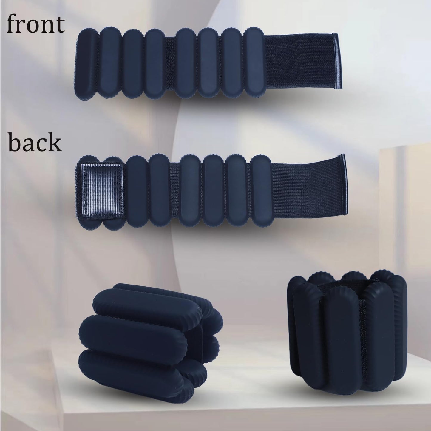 Jimikay Adjustable Wrist & Ankle Weights for Women and Men, Set of 2 (1lb Each),Silicone Weighted Bangles,weighted bracelet for Yoga, Dance, Pilates, Pool Exercises and Jogging etc (Black)