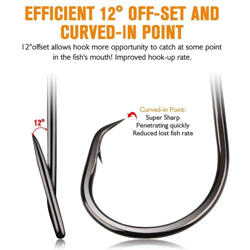 Dovesun Circle Hooks for Catfish 2X Strong 60PCS Catfish Hooks Octopus Circle Hooks Saltwater and Freshwater Black 6/0