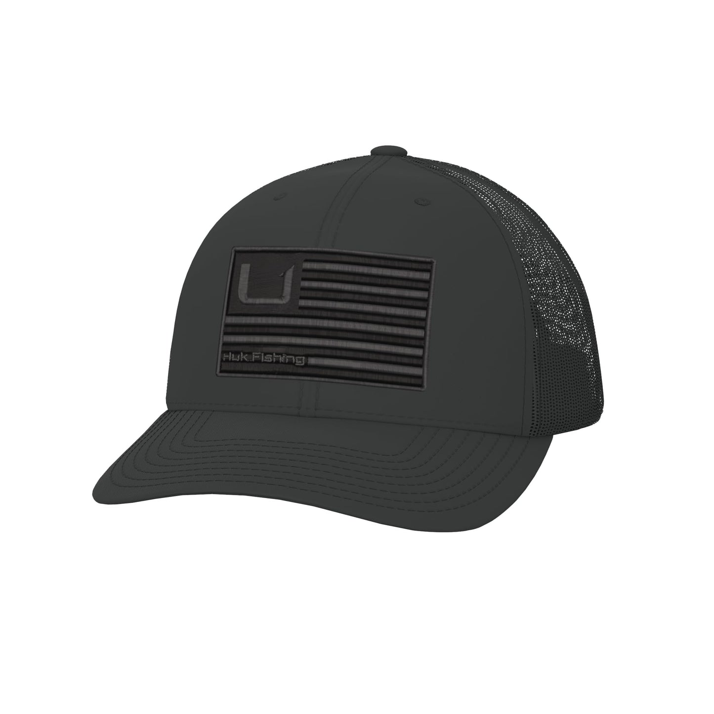 HUK Unisex Trucker, Anti-Glare Snapback Fishing Hat for Kids, Bars-Black