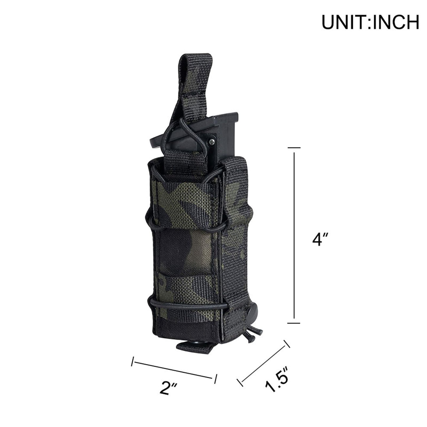 EXCELLENT ELITE SPANKER Open Top M4 M14 M16 AR15 Mag Pouch and Single Pistol Mag Pouch Flashlight Holder Magazine (muticam Black, Single Pouch)