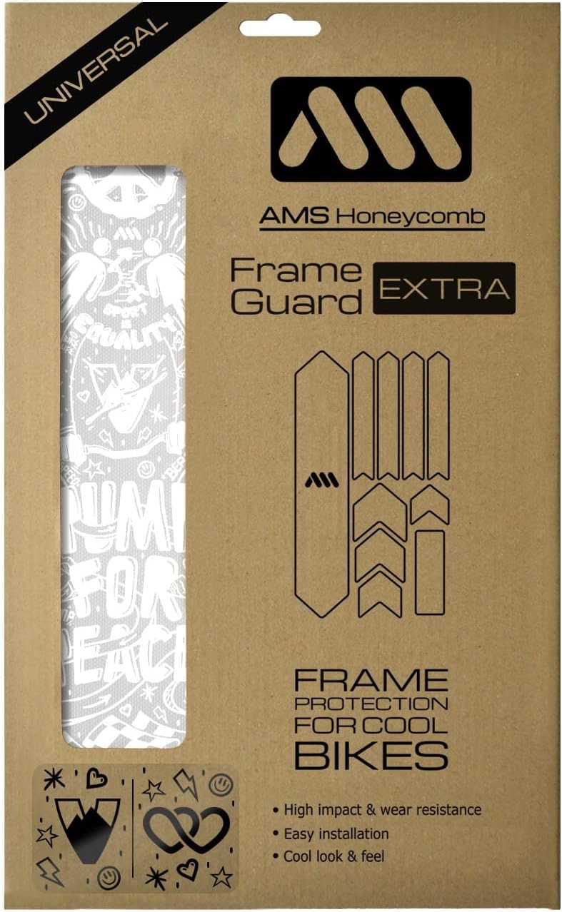 All Mountain Style Bike Frame Protector Extra - Universal Fit, 10-Piece Set for Down Tube, Chainstay, Cable Wear, High-Impact Honeycomb PVC