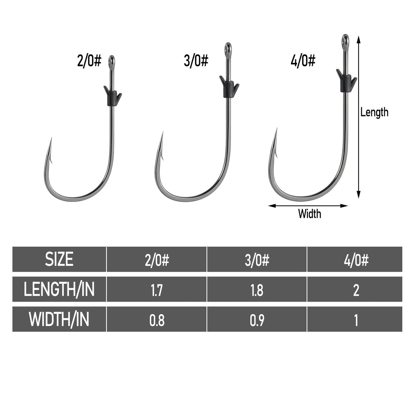 Dr.Fish 20 Pack Heavy Cover Hooks for Flipping and Punching, Bass Fishing Hook, Neko Rig/Wacky Rig, Round Bend Straight Shank Worm Hook Freshwater #4/0