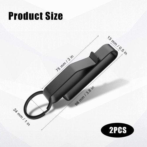 LUTER 2pcs Tactical Key Holders for Duty Belt, with 4pcs Key Rings, Stainless Steel Tactical Stealth Belt Loop Keychain Hook Clip Accessories for Police Fire Agencies for Wide Duty Belts (Black)