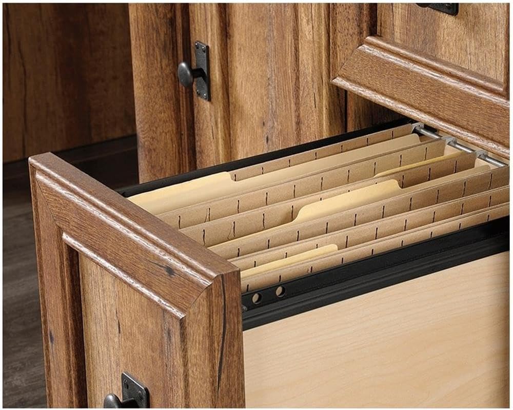 Pemberly Row Contemporary Wood Computer Desk with Hutch in Cherry