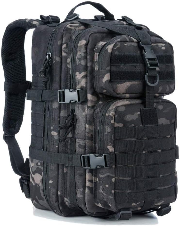 REEBOW GEAR Military Tactical Backpack for Men Large 34L Army 3 Day Assault Pack Molle Bag Backpacks (34L, Black)