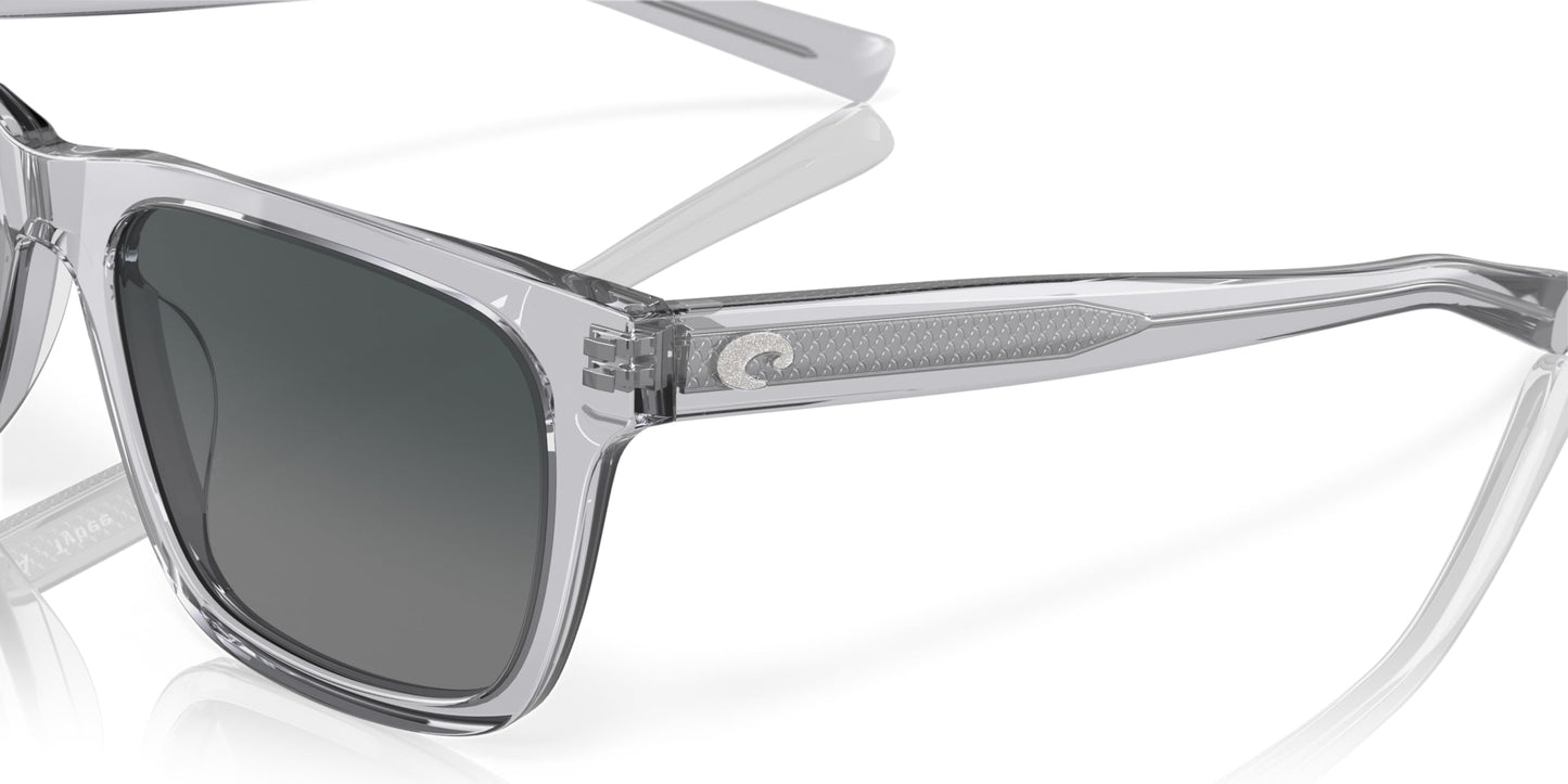Costa Man Sunglasses Shiny Light Crystal Gray Frame, Gray Gradient Lenses, 55MM