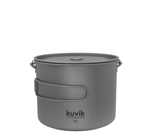 Kuvik 1600ml (54 oz) Titanium Pot with Bail Handle - Ultralight and Compact Pot for Backpacking, Camping, and Survival